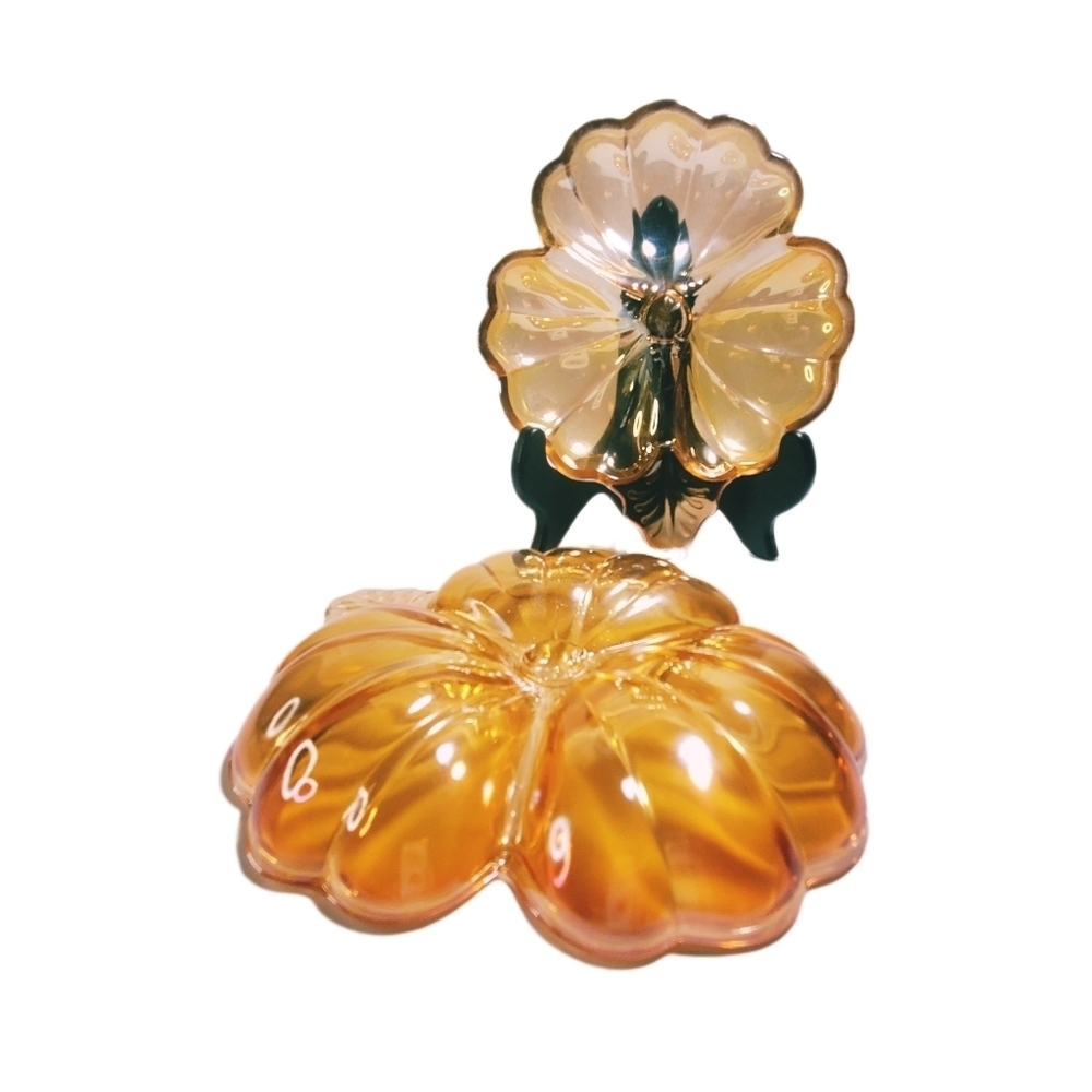 VINTAGE CARNIVAL GLASS Amberina Jeannette Iridescent Marigold Clover Leaf Dishes